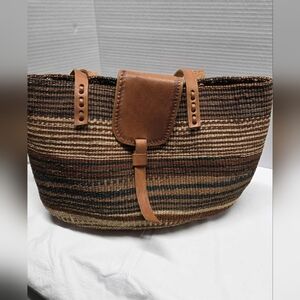 Vintage Woven Brown and Tan Women's Tote Bag